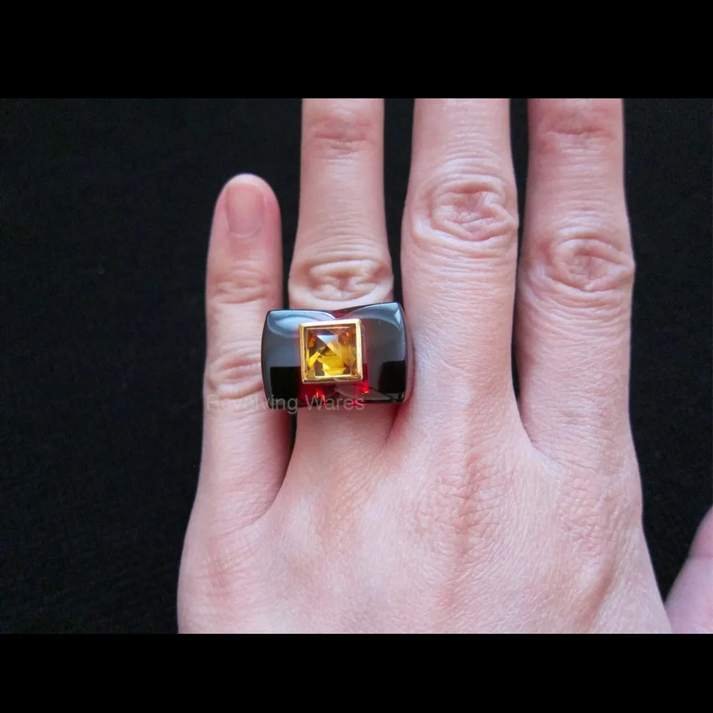 Baccarat Guet Apens 18k Gold Ruby Crystal Citrine Size 5 or 49 Preowned - Picture 7 of 10
